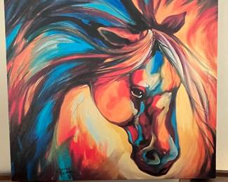 Vibrant Horse Portrait Canvas Print by Marcia Baldwin