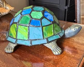 Tiffany Style Stained Glass Turtle Lamp