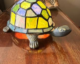 Tiffany-Style Stained Glass Turtle Lamp