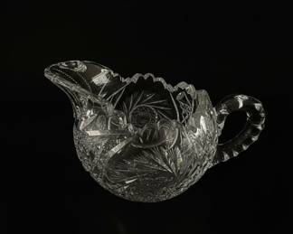 American Brilliant Cut Glass (ABCG) Hobstar and Fan Pattern Creamer