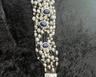 Carlo III Sterling Silver & Blue Stone Bracelet