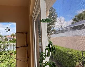 Green Glass Fish and Frog Wind Chime