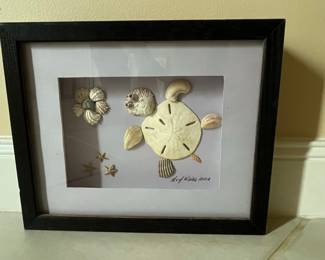 Framed Seashell Turtle Assemblage