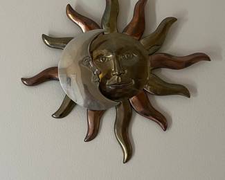 Mid-Century Modern Sun and Moon Metal Wall Art