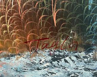 Vintage Estate Original Oil Painting Nautical Lighthouse by R. Taylor