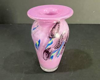 Pink Swirl Art Glass Vase