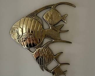 Vintage Brass Angelfish Wall Art Set