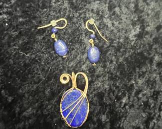 Lapis Lazuli Pendant and Earrings Set