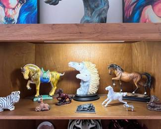 Assorted Ceramic and Porcelain Animal Figurines, including Trail of Painted Ponies