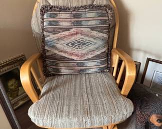 Wooden Glider Rocker with Southwestern-style Upholstery