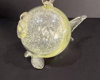 Blown Glass Pufferfish Decanter with Speckled Detail