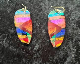 Dichroic Glass Firewater Falls Earrings