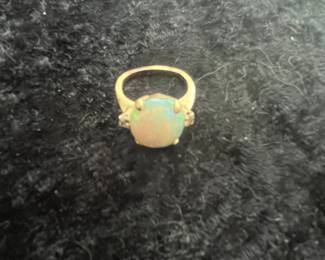 Opal and Diamond Ring in 10k Yellow Gold