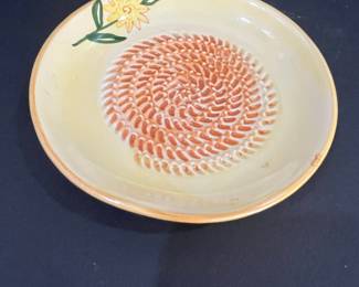 Vintage Ceramic Grater Plate with Hand-Painted Floral Design