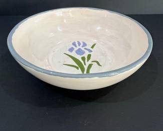 Hand-Painted Ceramic Bowl with Iris Motif by Tom Jones Pottery