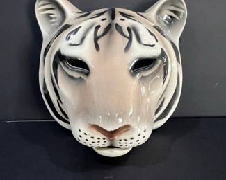 Signed Ceramic White Tiger Mask