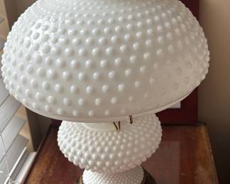 Vintage Hobnail Milk Glass Hurricane Lamp