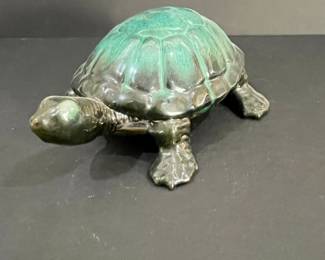Blue Mountain Pottery Green Glazed Turtle Figurine