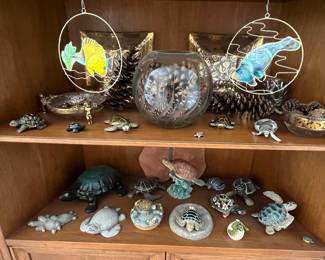 Collection of Decorative Turtle and Fish Figurines and Ornaments
