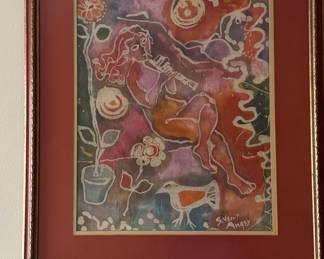 S. Venit Anger Artist Signed Batik Art Piece