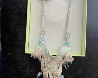 Woven Beaded Necklace with Tassel Pendants