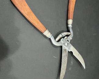 Vintage Poultry Shears with Wooden Handles