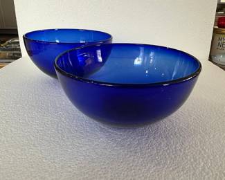 Cobalt Blue Glass Bowls Set of 2