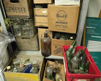 Vintage soda bottles and crates