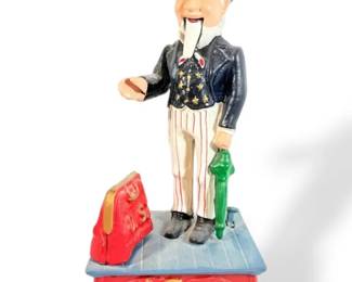 Vintage Cast Iron Uncle Sam Coin Bank