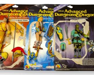 Three 1983 LJN Advanced Dungeons  Dragons Battle Masters Action Figures w Accessories