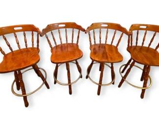 4 Wooden Swivel Bar Stool Chairs