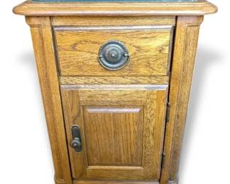 Wooden End Table With Glass Top