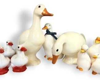 Ceramic And Concrete Duck Figurines
