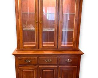 Illuminated Wooden Display Hutch