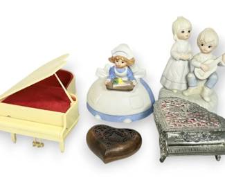 Porcelain Figurines And More Music Boxes