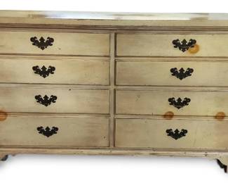 Yellow Painted Wooden 4 Drawer Dresser