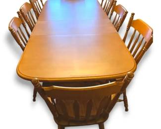 Traditional Wooden Trestle Dining Table With 8 Chairs