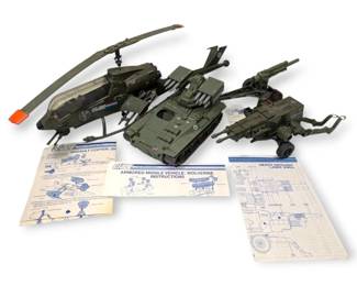 1980s G.I. Joe Assault Copter Dragonfly XH1, Mountain Howitzer, Armored Missile Vehicle,  More