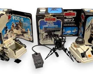 1980s Star Wars Kenner MTV7, PDT8, TriPod Laser Cannon,  Mini Rig  Complete with Boxes