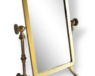 Vintage Brass Tabletop Swivel Shaving Vanity Mirror