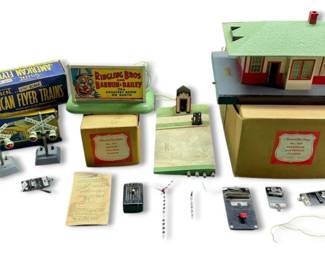 Gilbert American Flyer Trains, Crossroad Signs, Whistle, Station,  More
