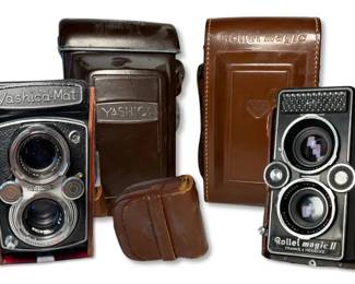 Rollei Magic  Yashica Vintage Film Cameras with Leather Cases