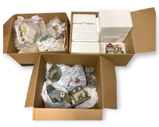 Three Boxes Of Miniature Village Display Pieces