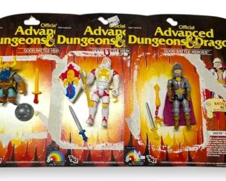 Three 1983 LJN Advanced Dungeons  Dragons Good Battle Heroes Action Figures w Accessories
