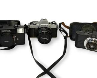 Vintage Cameras Konica Auto Focus, Minolta,  Argus