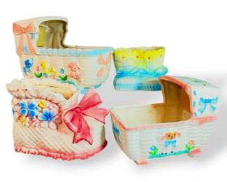 Ceramic Bassinet And Booties Planters