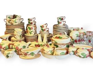 Huge Set Of Franciscan Apple Dishes, Teapots, Glasses,  More