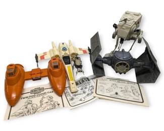 1980s Star Wars Kenner Scout Walker, Speeder Bike, Twin Pod Cloud Car.  More Complete Sets