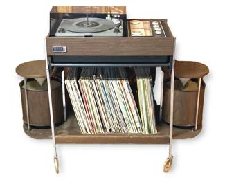 Zenith Circle Of Sound Vintage Stereo Record Player Console with Speakers  Vinyl Records