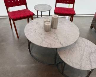 4 Jens Risom Side Chairs for Knoll ~ B&B Italia Marble Coffee Tables